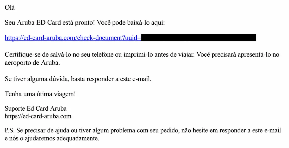 E-mail de confirmação